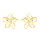 14K Yellow Gold Plated Sterling Flower Plated Post Stud Earrings For Women's