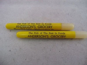 Two Rare Vintage Advert Resuable Toothpicks ANDERSONS GROCERY MECHANICSBURG PA - Picture 1 of 4