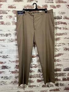 Stafford Super Trouser Pants Classic Fit Travel Flat Front Wrinkle Free 42x30 - Picture 1 of 10