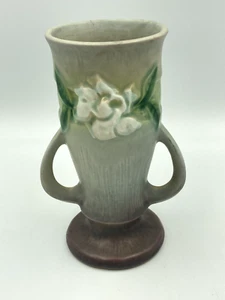 roseville gardenia vase - 6" gray & russet & raised design - CLEAN in great cond - Picture 1 of 6