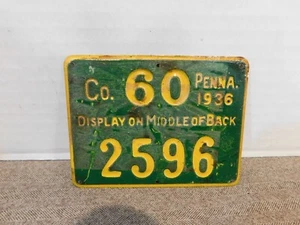 Licencia de caza vintage de Pennsylvania 1936 unión CO 60 - Imagen 1 de 2