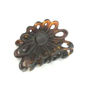 Parcelona French Plume Shell Small Celluloid Jaw Hair Claw for Women and Girls - Picture 1 of 8