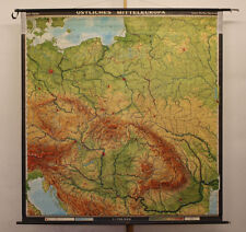 Carte murale de l'école Prusse orientale Prusse occidentale Silésie Transylvanie 191x200 1968 carte