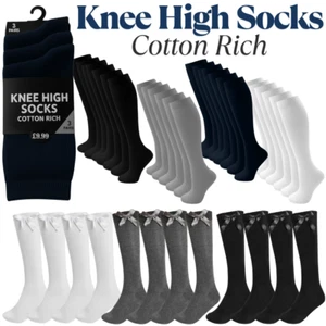 KNEE HIGH SOCKS GIRLS UNIFORM SCHOOL KIDS KNEE LENGTH SOCKS 1-12 Pair PACKS - Picture 1 of 24
