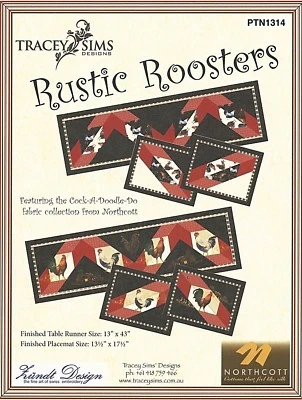 Rustic Rooster Table Runner & Placemat Pattern by Tracy Sims  PTN1314 NEW - Image 1 of 3