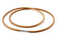 Leather Necklace With Sterling Silver Twist Clasp-3mm Natural Leather Cord