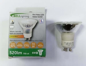 1X 6W (=50W) Bell Dimmable LED GU10 2-Pin 2700K Calido Reflector Foco Bombilla - Imagen 1 de 3