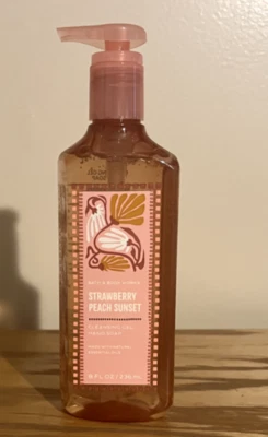 Bath & Body Works STRAWBERRY PEACH SUNSET Cleansing Gel Hand Soap 8 fl oz NEW - Image 1 of 2