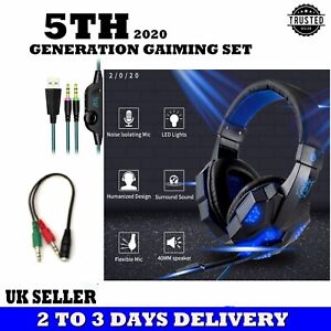 Nieuwe aanbiedingGAMING HEADSET HEADPHONES FOR XBOX ONE PS4 PS5 NINTENDO SWITCH PC 3.5MM MIC LED