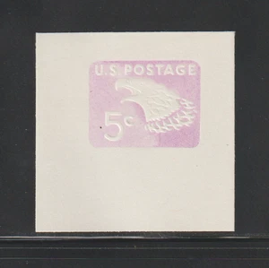 US EFO ERROR Stamps #U550 Eagle, Bird: Severe Under inked, F/C Cut Square, MNH - Picture 1 of 2