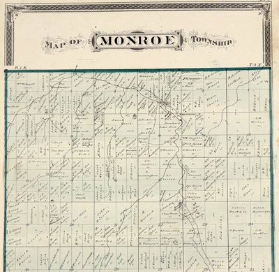 1875 OHIO Plat Map MONROE  Township HENRY COUNTY  (17x12) ORIGINAL LARGE - Image 1 of 4