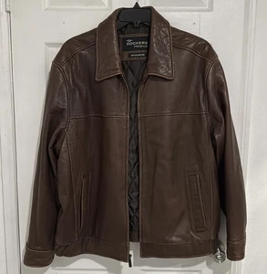 VTG Dockers Mens Lambskin Leather Bomber Jacket  Size XXL  Full Zip Soft Brown - Picture 1 of 8