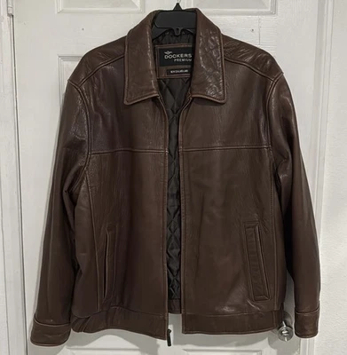 VTG Dockers Mens Lambskin Leather Bomber Jacket  Size XXL  Full Zip Soft Brown - Image 1 of 4