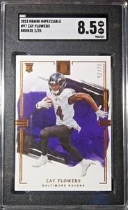 2023 Panini Impeccable Rookies /25 Bronze Foil #97 Zay Flowers RC SP BAL SGC 8.5 - Bild 1 von 18