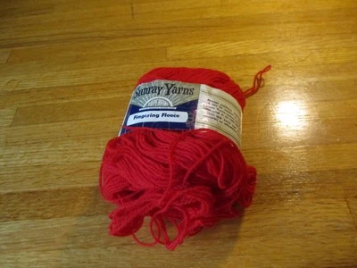 1  one ounce Skein SUNRAY YARNS Fingering Yarn Bright Red Wool Vintage - Image 1 of 3