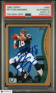 1998 Topps Football Peyton Manning RC Rookie Auto #360 PSA Authentic Auto 10 - Picture 1 of 2
