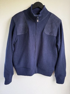 Orvis Jacket Mens Medium Blue Merino Wool Full Zip Bomber Jacket - Image 1 of 4