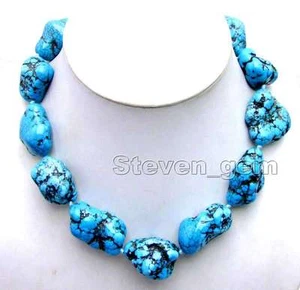 20-30mm Natural BAROQUE BLUE TURQUOISE NECKLACE for Women  18"  Chokers nec6011 - Picture 1 of 14