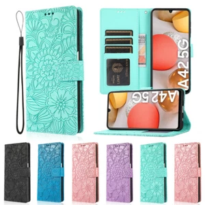 For Samsung A12/A22/A32/A42/A52/A72 Flower Leather Wallet Case Card Flip Cover - Picture 1 of 33