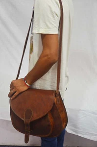 HANDMADE DESIGNER REAL LEATHER SATCHEL SADDLE BAG RETRO RUSTIC VINTAGE 13" - Picture 1 of 5