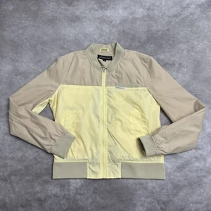Members Only Jacket Womens Size Medium Tan Yellow Bomber Full Zip Windbreaker - Picture 1 of 11