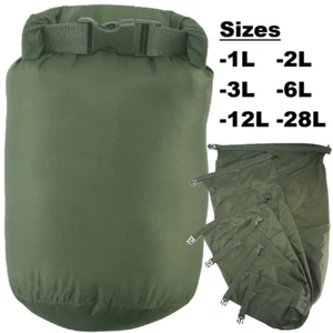 KombatUK Waterproof Lightweight Sealed Dry Sack Bag Hiking Outdoor - Olive Green - Picture 1 of 13