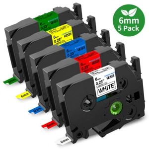 5PK Label Tape TZe-211 TZ-611 6mm 1/4" For Brother P-Touch PT-D210 H100 1010 - Bild 1 von 9