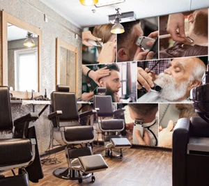 3D Haarschnitt C1821 Barber Shop Friseursalon Tapete Wandbild Fototapete Amy 24 - Bild 1 von 11