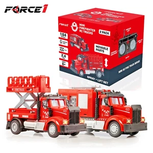 NEW Force1 Mini RC Firefighter Truck Spray Engine + Lift Boom Rescue Truck - Picture 1 of 13