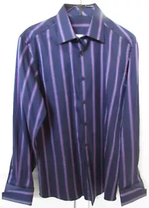 Ben Sherman Soho Mens Long Sleeve Shirt 15.5 34/35 Purple Stripes Great Shape Fr - Picture 1 of 5
