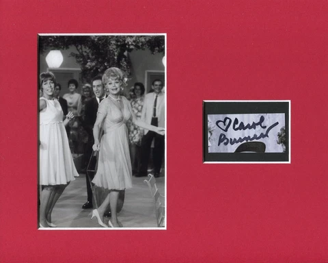 Carol Burnett Famous Comedian Signed Autograph Photo Display With Lucille Ball Cover