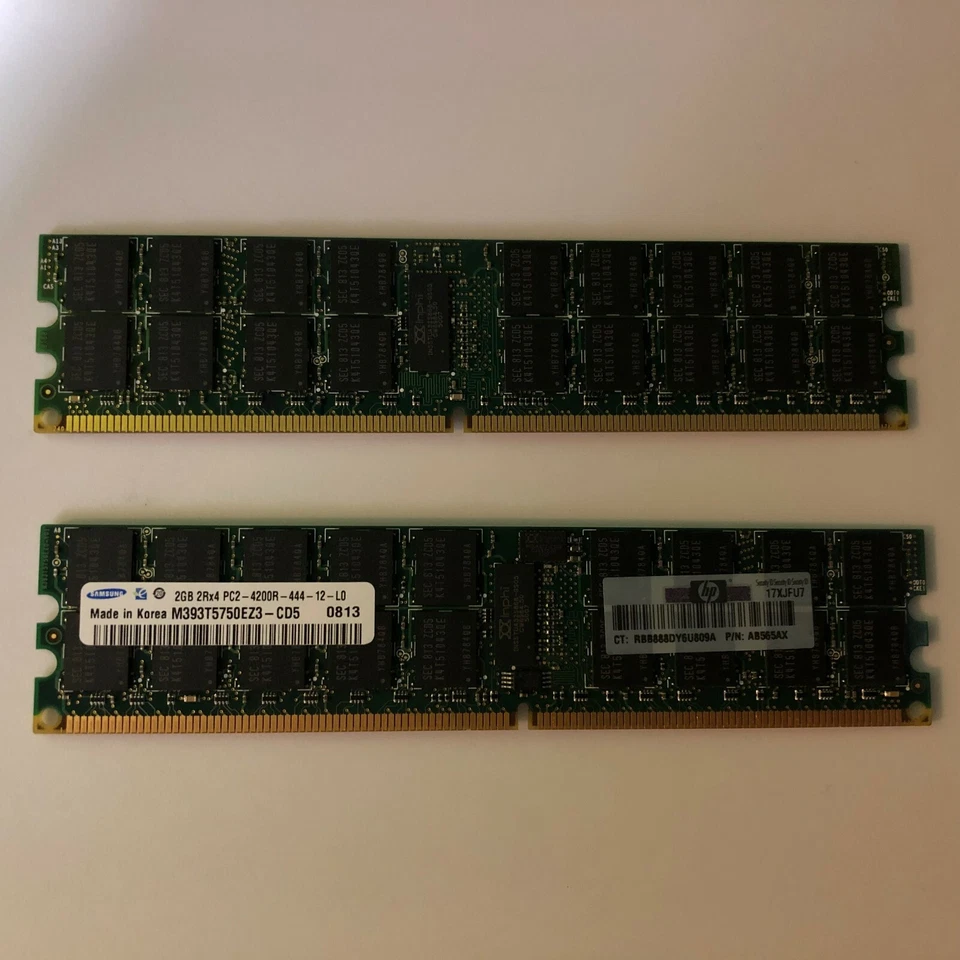Samsung 4GB - 2x2GB - 2Rx4 PC2-4200R-444-12-LO RAM - Korea +Spare/ 3 modules - Image 1 of 2