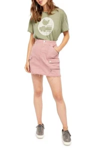 We The Free People Womens Avenue Mini Denim Skirt Pink Stretch Pockets 27 New - Picture 1 of 11