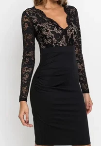 Stylisch elegant festliches Cocktailkleid Kleid mit Spitze schwarz Gr. 36/38 - Bild 1 von 6