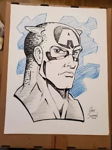 ORIGINALE ART/LITHOGRATH CAPTAIN AMERICA DI GARY SHIPMAN 13" X 17" - Foto 1 di 4