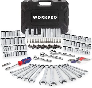 WORKPRO Mechanic Tool 192 PCS Set Socket Wrench Set 1/4"&3/8"&1/2" Ratchets NEW - Picture 1 of 7