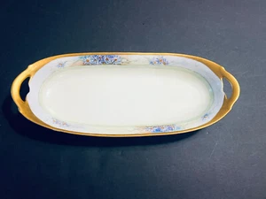 Vintage Made in Germany Oval Dish Bowl flowers Gold Trim - 12.5” EUC - Picture 1 of 9