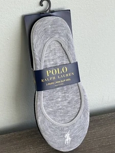 Polo Ralph Lauren 3-Pack Pair Non-Slip Heel Socks White /Black /Grey - Picture 1 of 9