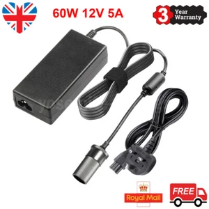 240V AC Mains To 12V DC Cigarette Lighter Voltage Converter Power Adapter 5A 60W - Picture 1 of 9