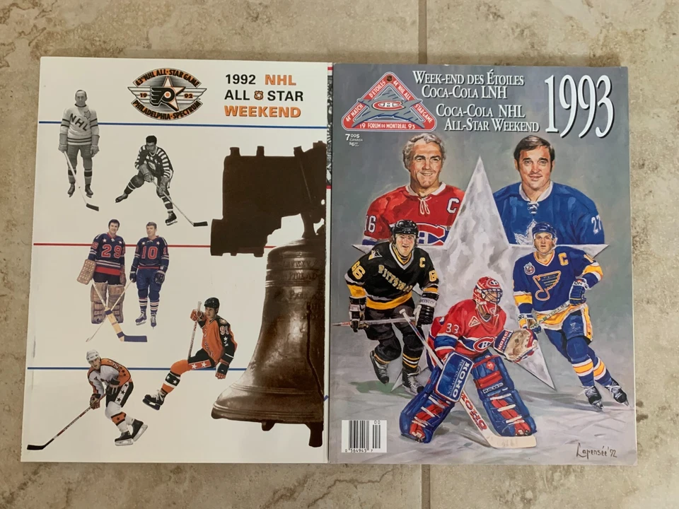 1992, 1993 NHL HOCKEY ALL STAR GAME PROGRAM (RARE MONTREAL CANADIENS HOST '93) Foto 1 de 1