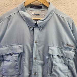 Columbia PFG Shirt Mens 4XL Tall Blue Bahama Long Sleeve Button Omni Shade Fish - Picture 1 of 20