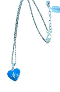 Brighton Amore Shades Necklace- blue- heart pendant- silver chain- crystal - Picture 1 of 3