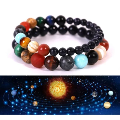 Energy Healing Blue Sandstone Solar Beaded Bracelet for Protection Luck Jewelry - Image 1 of 4