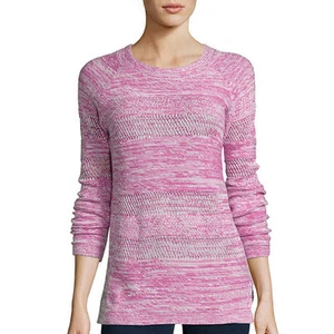 St. John's Bay Long-Sleeve Marled Scoopneck Sweater Size S, M, L New Party Pink - Picture 1 of 1