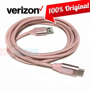 Verizon Logo 6FT Braided Pink USB-C Charge Data Cable for Galaxy iPhone iPad - Picture 1 of 12