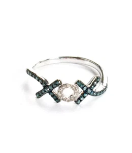 Rarities Womens Sterling Silver Diamond Pave XOX Love Stacking Ring Size 7 - Picture 1 of 5