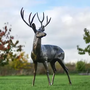 Life Size 'Ryder' Stag Freestanding Outdoor Garden Sculpture - Looking Left - Picture 1 of 6