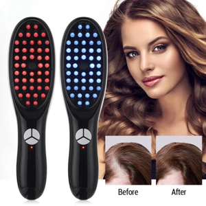 Electric Massage Comb Vibration Red Blue Light Therapy Hair Massage Scalp Brush - Picture 1 of 17