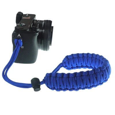 Braided 550 Paracord Adjustable Camera Wrist Strap Bracelet f Nikon Canon (Blue) - Image 1 of 4