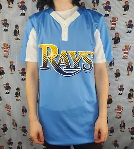 Majestic Cool Base Tampa Bay Rays Baseball Shirt 1/4 Button Short Sleeve Small - Picture 1 of 6
